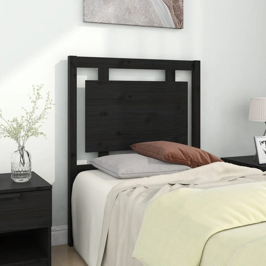 Testiera per Letto Nera 80,5x4x100 cm in Legno Massello di Pino