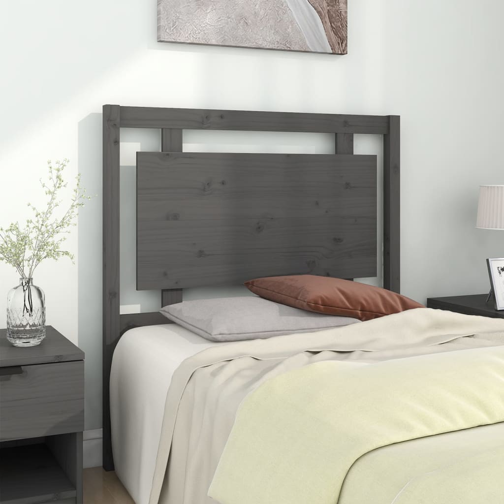 Testiera per Letto Grigia 95,5x4x100 cm Legno Massello di Pino - homemem39