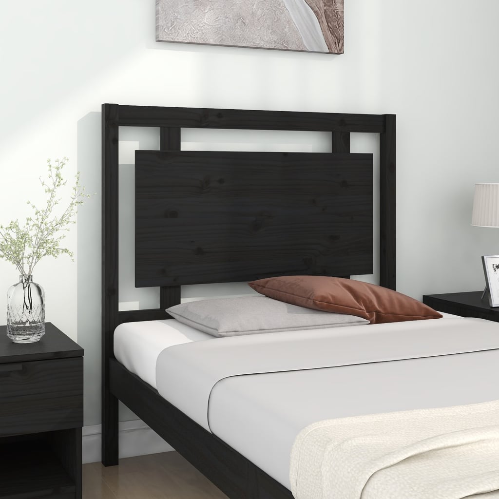 Testiera per Letto Nera 95,5x4x100 cm in Legno Massello di Pino - homemem39