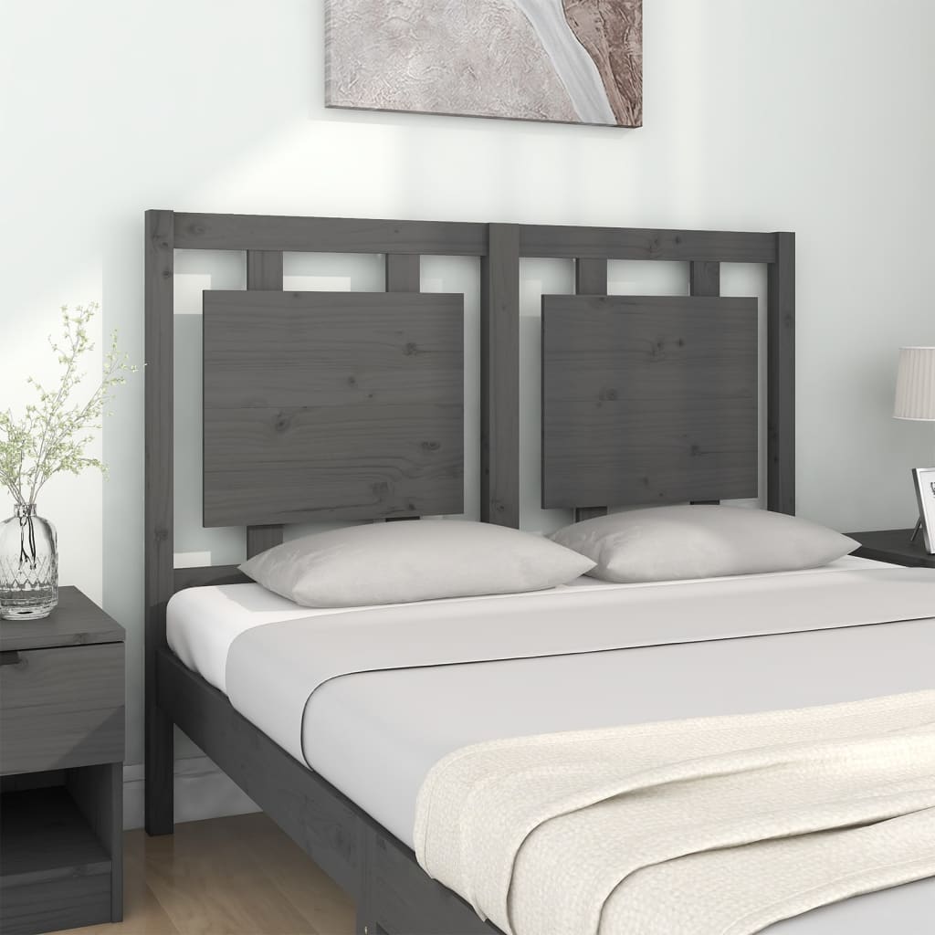 Testiera per Letto Grigia 125,5x4x100 cm Legno Massello di Pino - homemem39