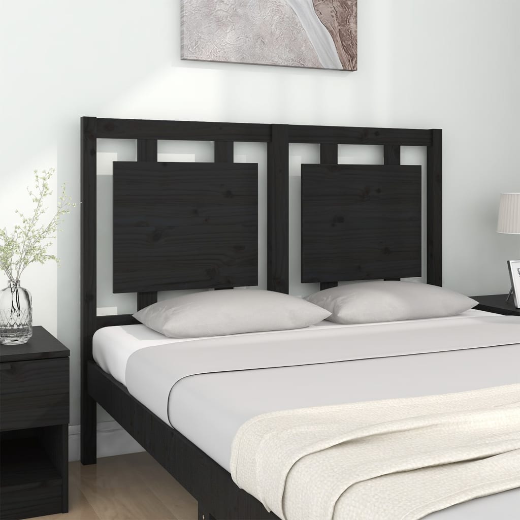 Testiera per Letto Nera 125,5x4x100cm in Legno Massello di Pino - homemem39