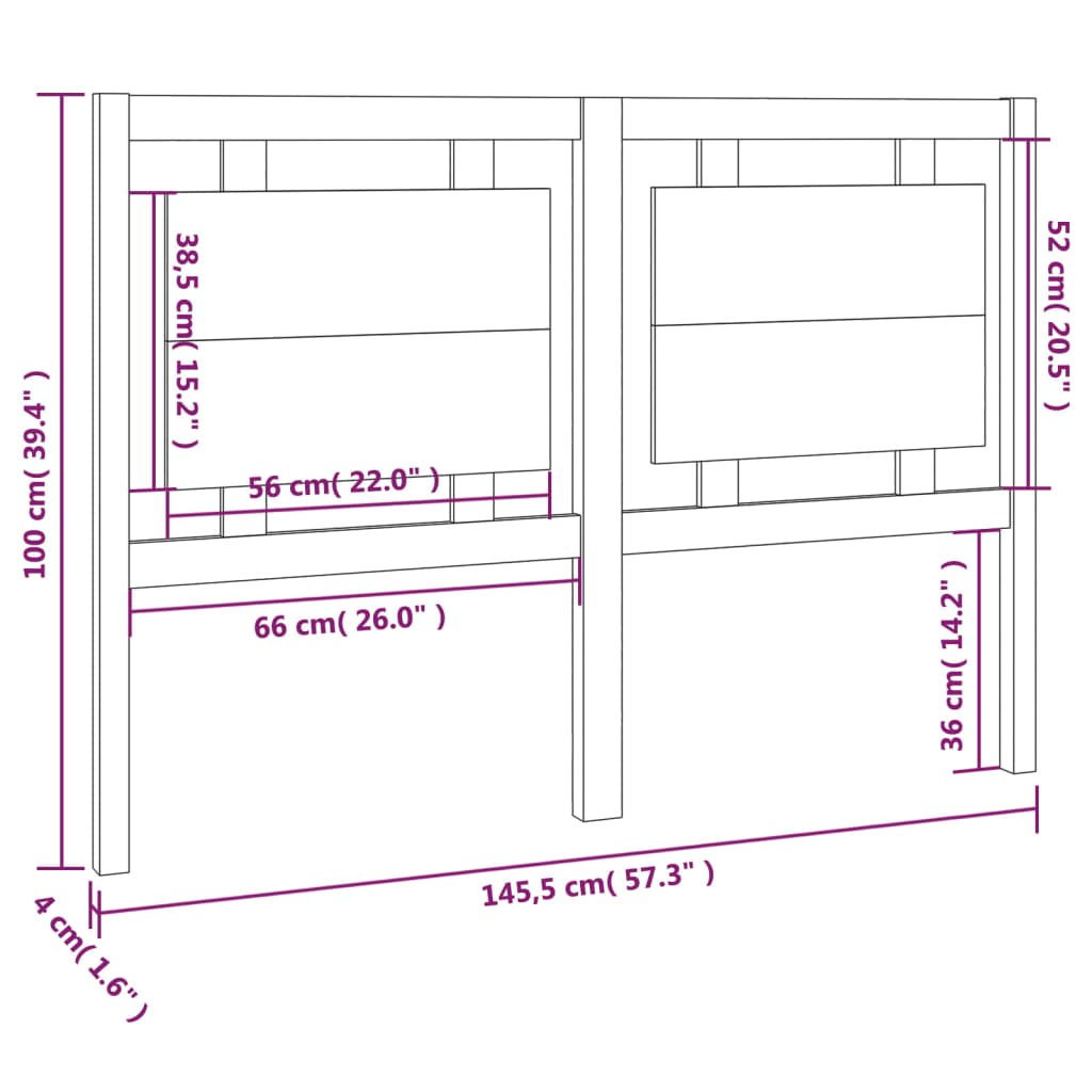 Testiera per Letto 145,5x4x100 cm in Legno Massello di Pino - homemem39