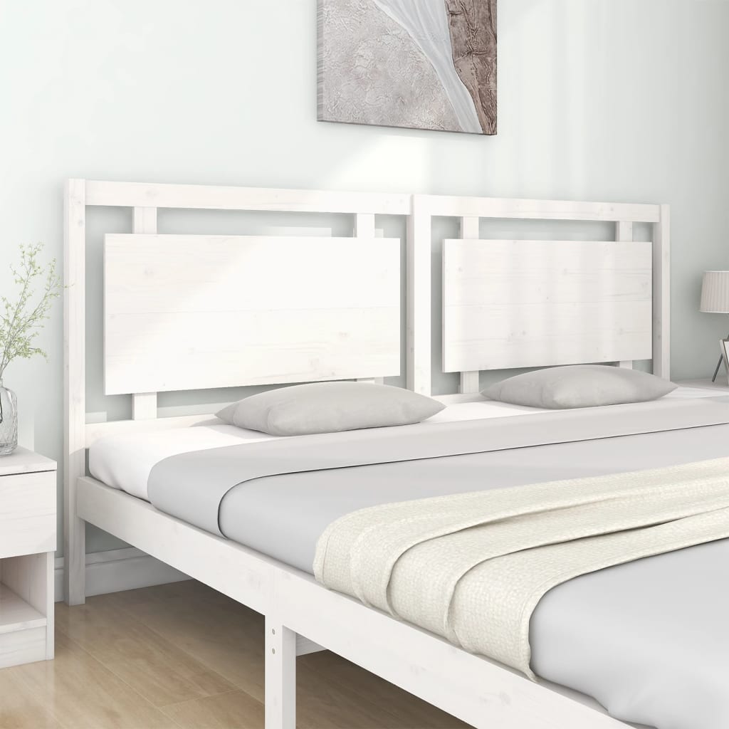Testiera per Letto Bianca 205,5x4x100 cm Legno Massello di Pino - homemem39