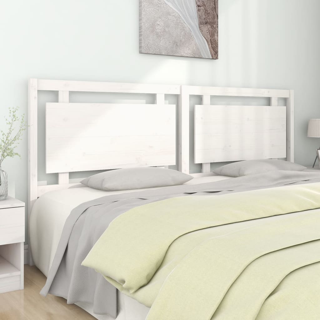 Testiera per Letto Bianca 205,5x4x100 cm Legno Massello di Pino - homemem39