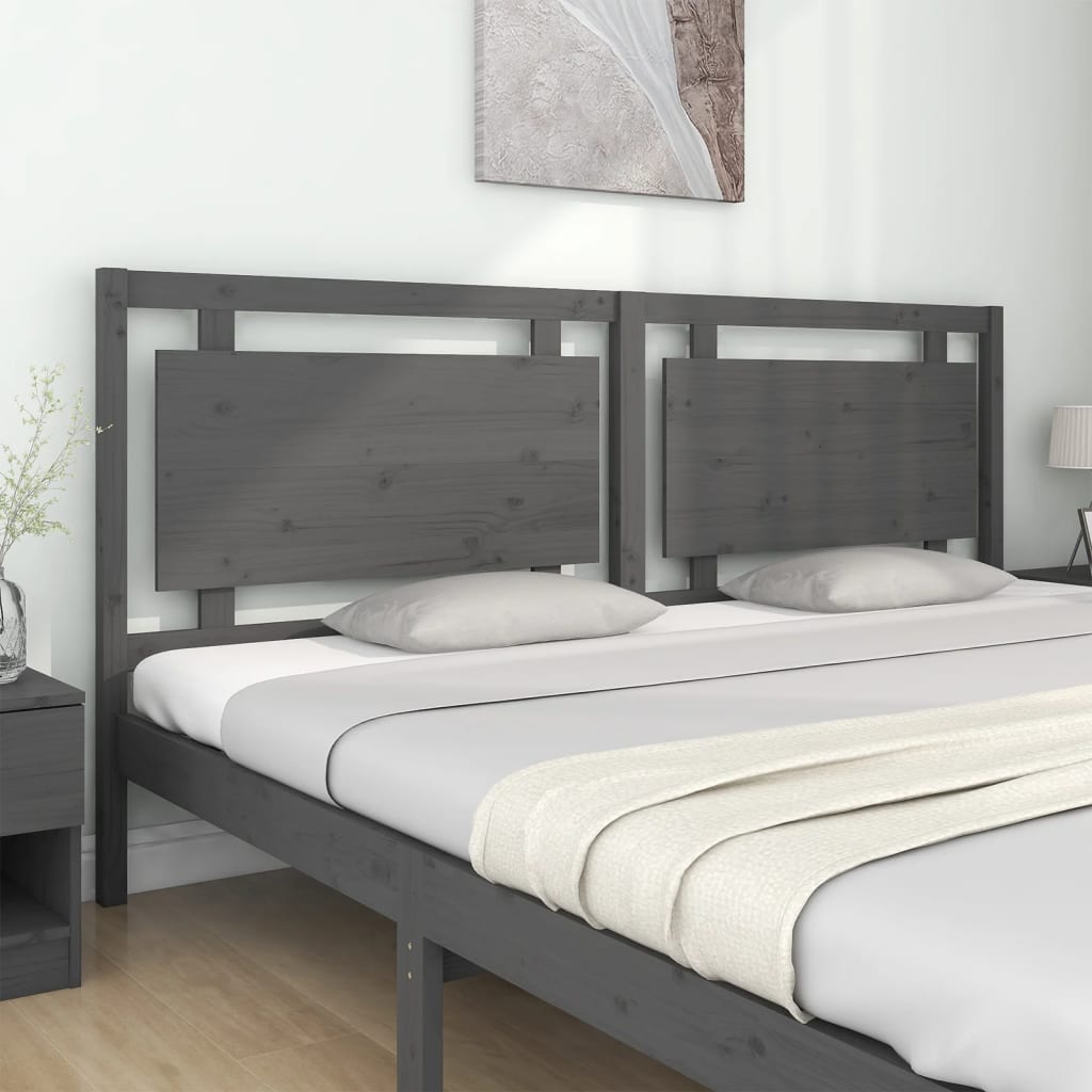 Testiera per Letto Grigia 205,5x4x100 cm Legno Massello di Pino - homemem39