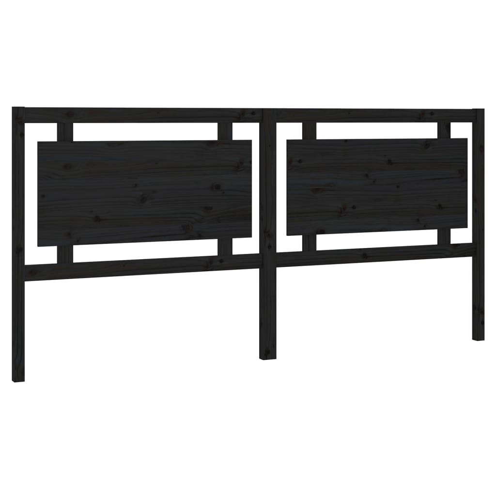 Testiera per Letto Nera 205,5x4x100cm in Legno Massello di Pino - homemem39