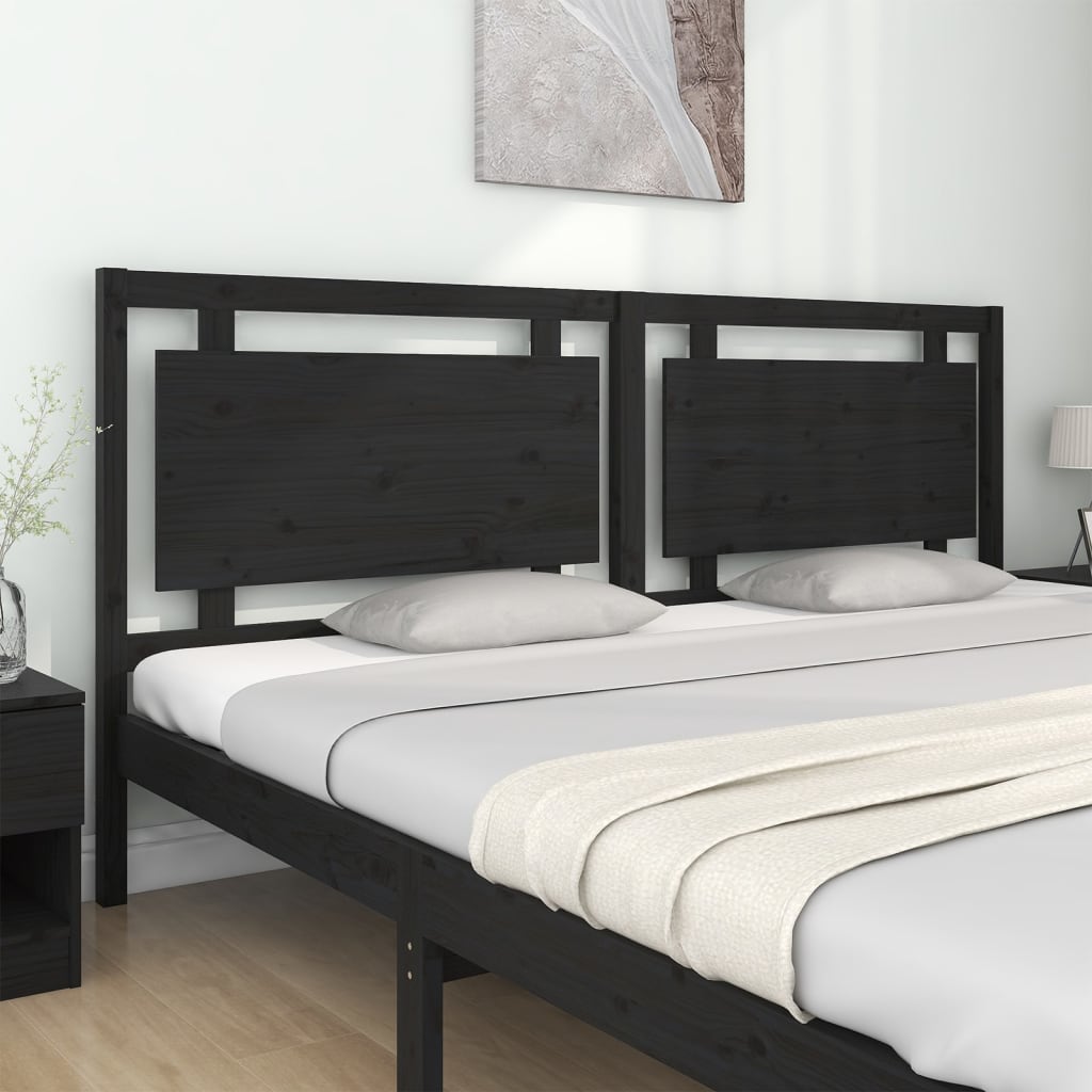 Testiera per Letto Nera 205,5x4x100cm in Legno Massello di Pino - homemem39