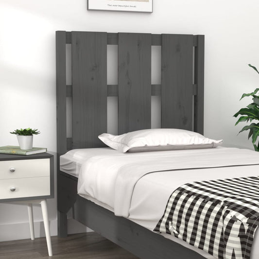 Testiera Letto Grigia 80,5x4x100 cm in Legno Massello di Pino - homemem39