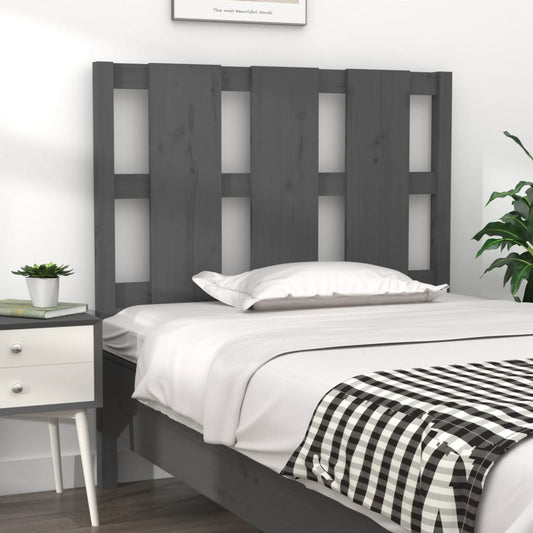 Testiera per Letto Grigia 105,5x4x100 cm Legno Massello di Pino - homemem39