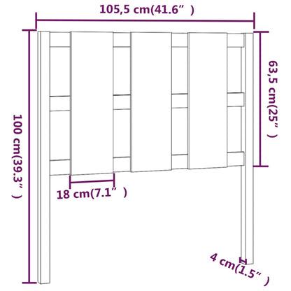 Testiera per Letto Nera 105,5x4x100cm in Legno Massello di Pino - homemem39
