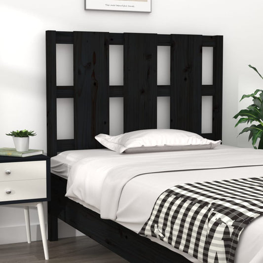 Testiera per Letto Nera 105,5x4x100cm in Legno Massello di Pino - homemem39