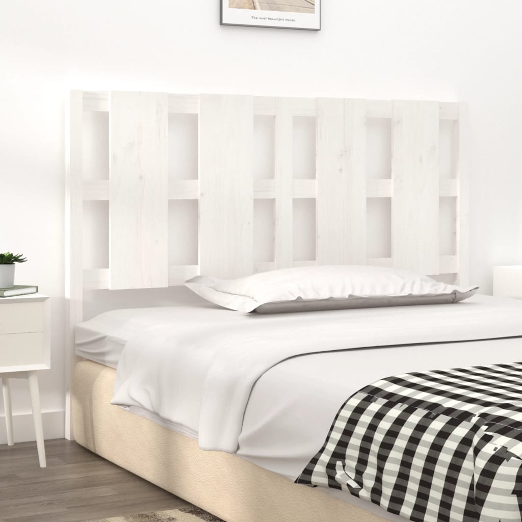 Testiera per Letto Bianca 145,5x4x100 cm Legno Massello di Pino - homemem39
