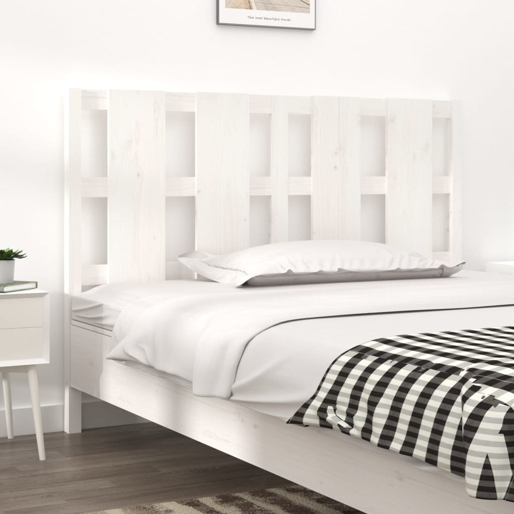 Testiera per Letto Bianca 145,5x4x100 cm Legno Massello di Pino - homemem39
