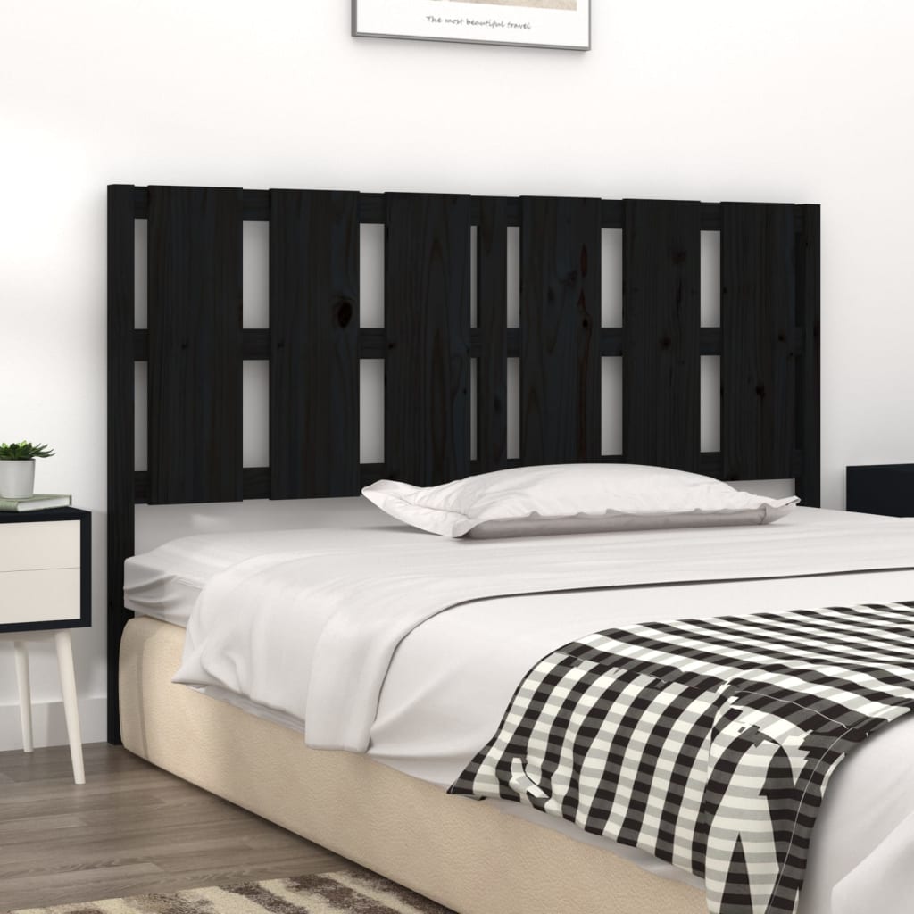 Testiera per Letto Nera 155,5x4x100cm in Legno Massello di Pino - homemem39