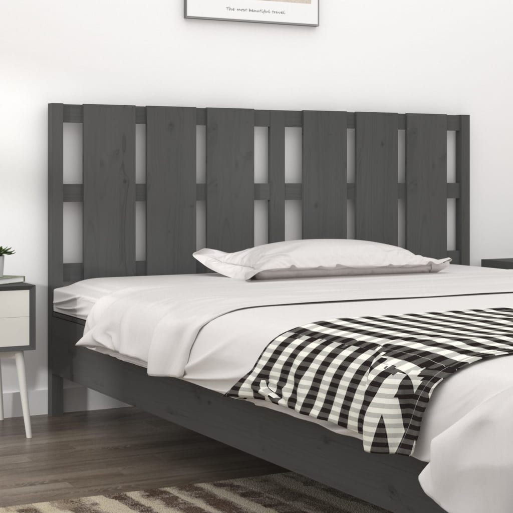Testiera per Letto Grigia 185,5x4x100 cm Legno Massello di Pino - homemem39