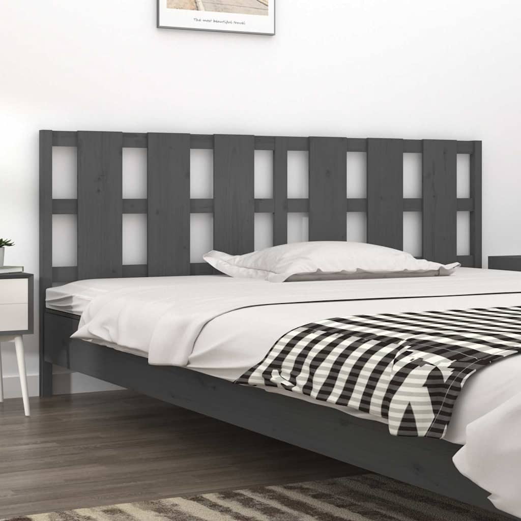Testiera per Letto Grigia 205,5x4x100 cm Legno Massello di Pino - homemem39