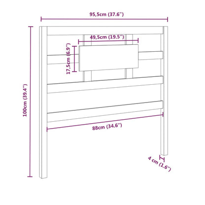 Testiera per Letto 95,5x4x100 cm Legno Massello di Pino - homemem39