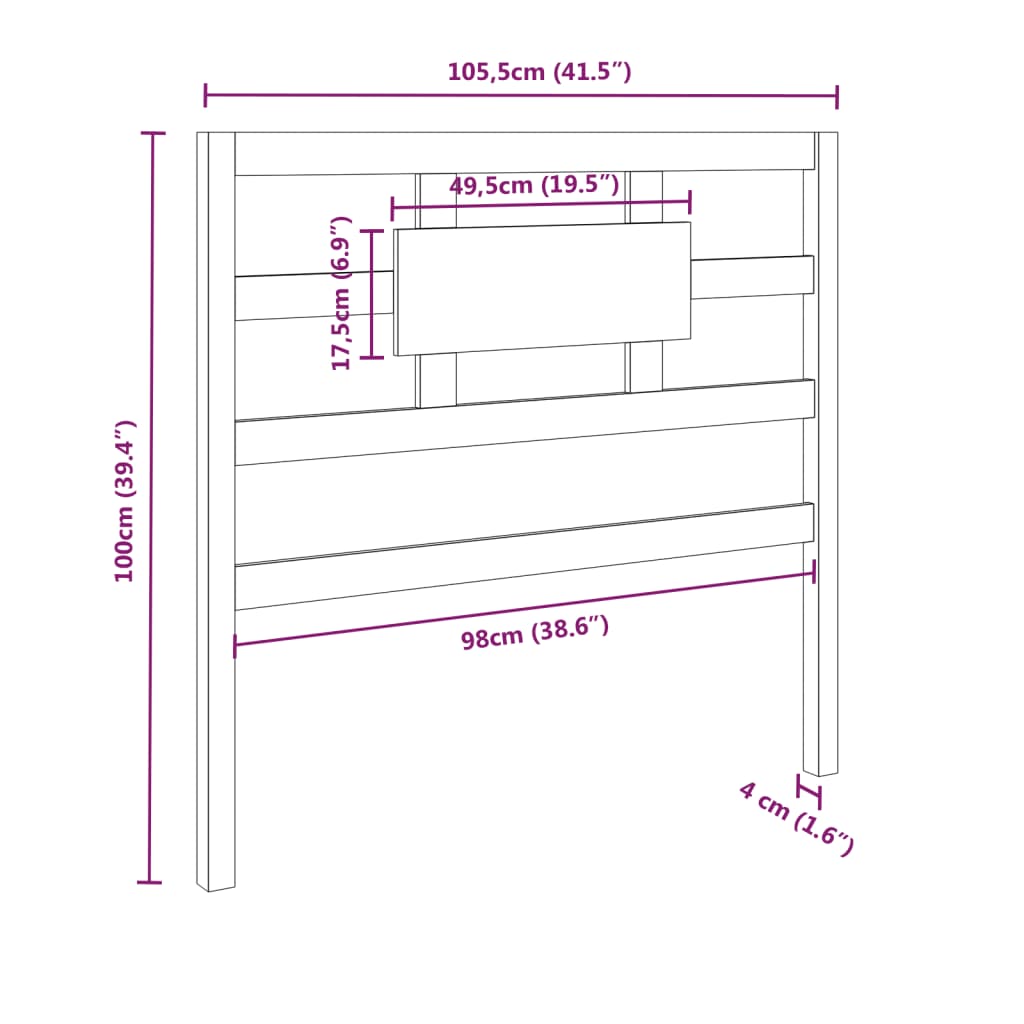 Testiera per Letto ambra 105,5x4x100 cm Legno Massello di Pino - homemem39