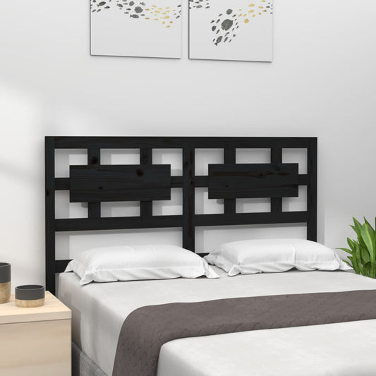 Testiera per Letto Nera 125,5x4x100cm in Legno Massello di Pino - homemem39