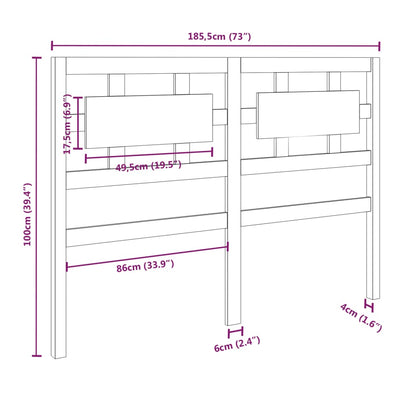 Testiera per Letto ambra 185,5x4x100 cm Legno Massello di Pino - homemem39