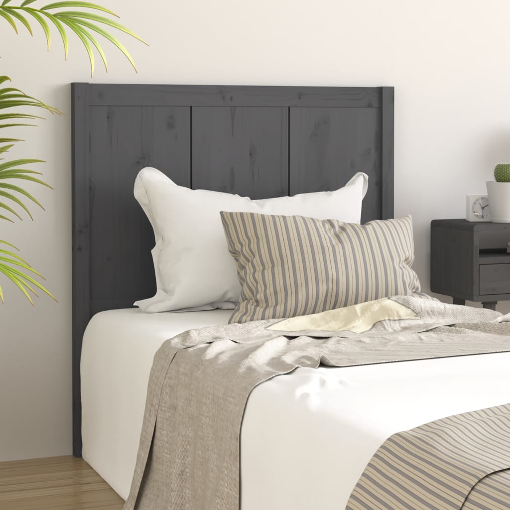 Testiera per Letto Grigia 80,5x4x100 cm Legno Massello di Pino - homemem39