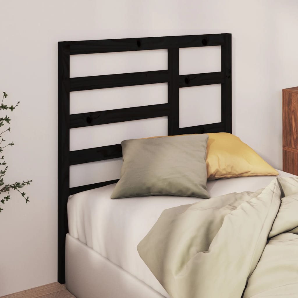 Testiera per Letto Nera 81x4x104 cm in Legno Massello di Pino - homemem39