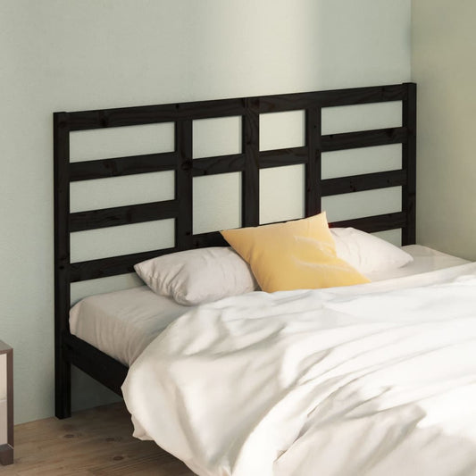 Testiera per Letto Nera 126x4x104 cm in Legno Massello di Pino - homemem39