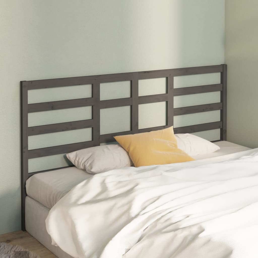 Testiera Letto Grigia 186x4x104cm in Legno Massello di Pino - homemem39