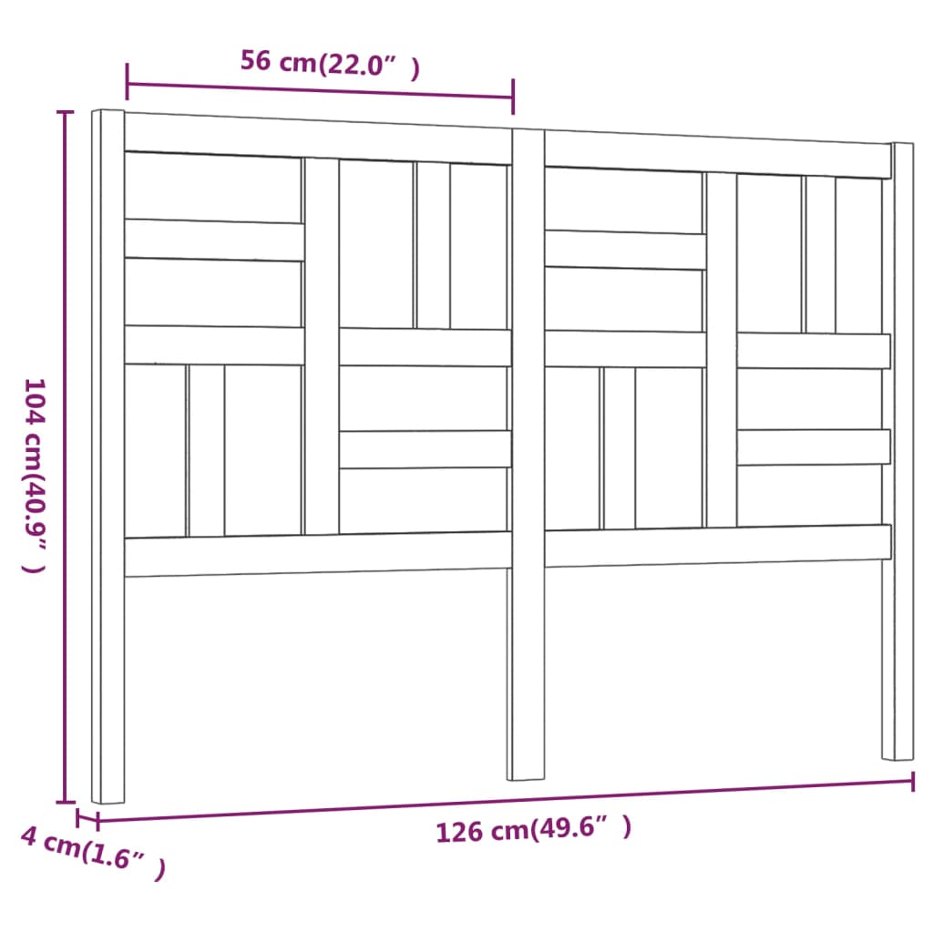 Testiera per Letto Bianca 126x4x104cm in Legno Massello di Pino - homemem39