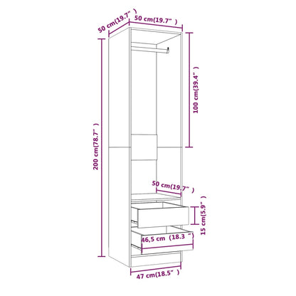 Armadio con Cassetti Rovere Fumo 50x50x200 cm Legno Multistrato - homemem39