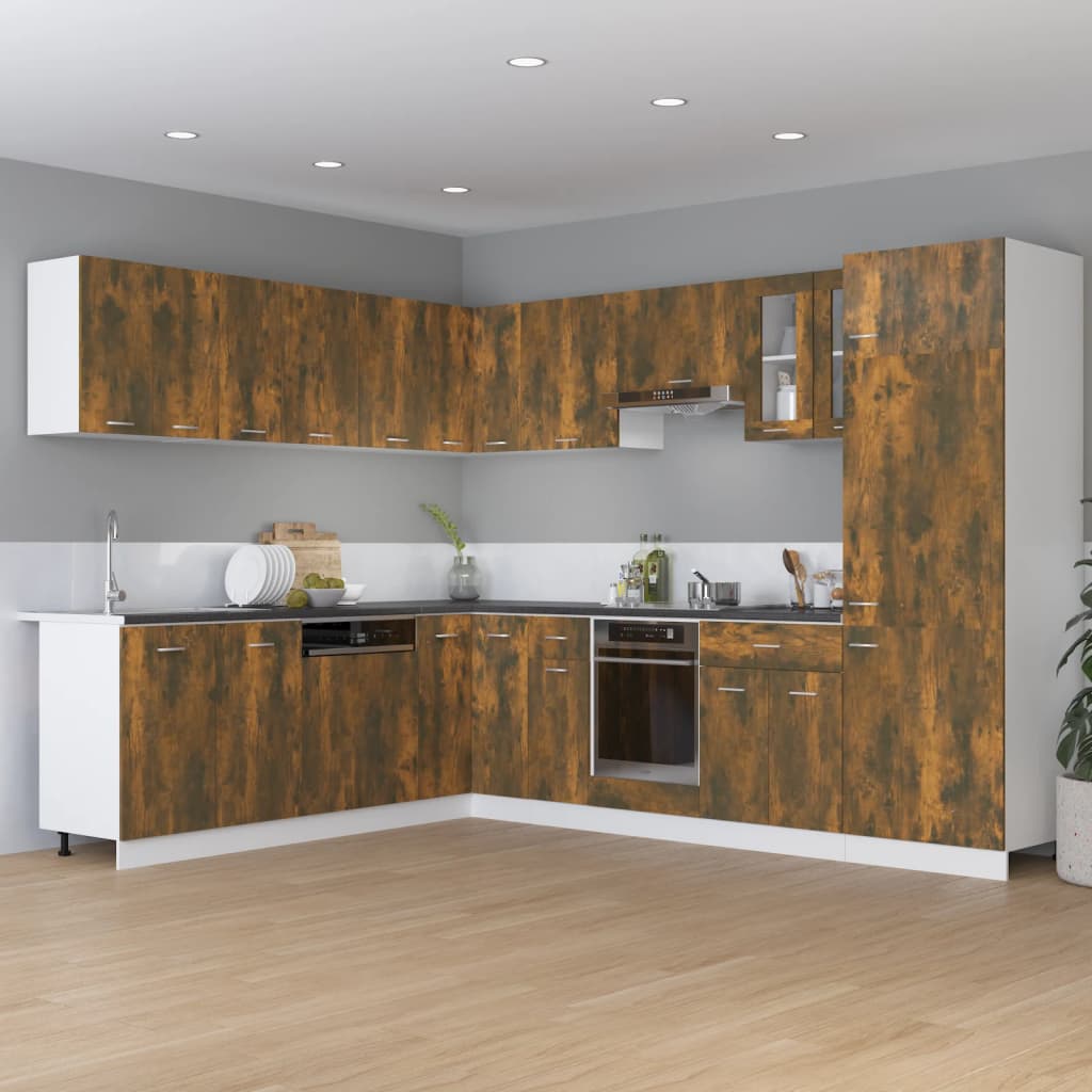 Armadio per Frigo “Lyon” Rovere Fumo 60x57x207 cm | homemem39