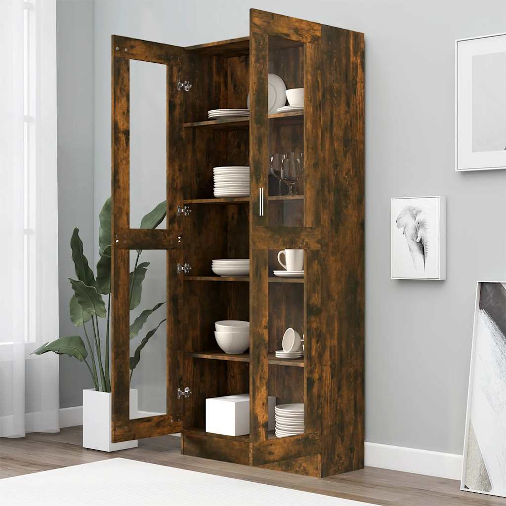 Mobile Vetrina Rovere Fumo 82,5x30,5x185 cm Legno Multistrato | homemem39