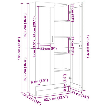 Mobile Vetrina Rovere Fumo 82,5x30,5x185 cm Legno Multistrato | homemem39