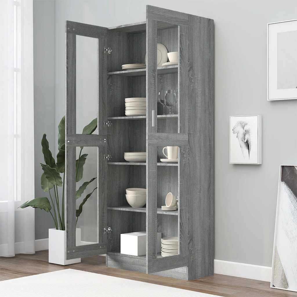 Mobile Vetrina Grigio Sonoma 82,5x30,5x185 Legno Multistrato | homemem39