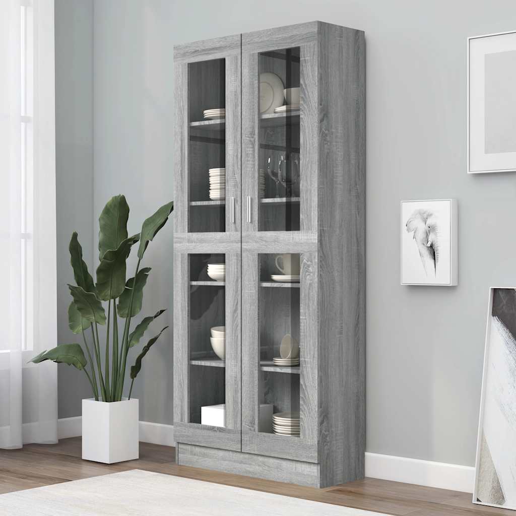 Mobile Vetrina Grigio Sonoma 82,5x30,5x185 Legno Multistrato | homemem39