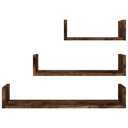 Mensole Espositive da Parete 3 pz Rovere Fumo Legno Multistrato | homemem39