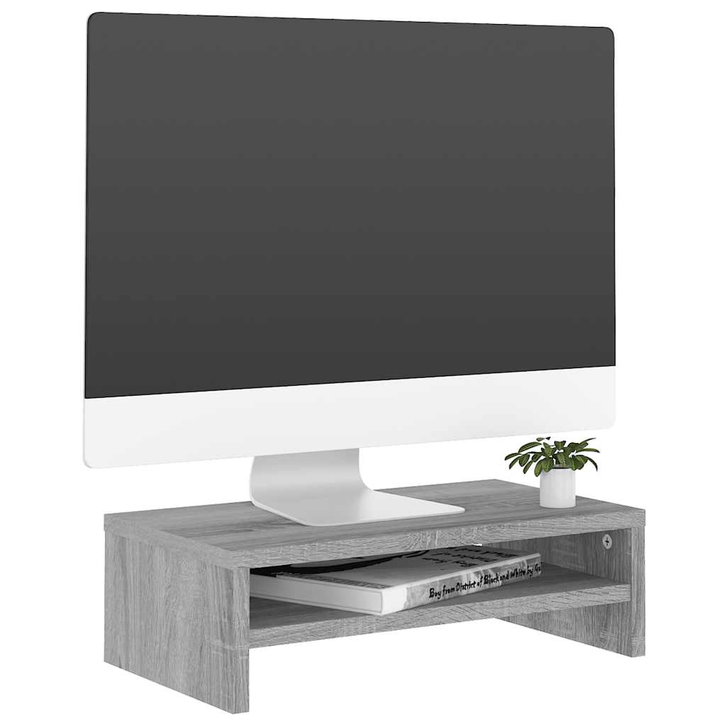 Supporto per Monitor Grigio Sonoma 42x24x13cm Legno Multistrato - homemem39