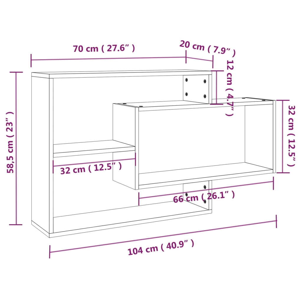 Mensola a Muro Grigio Sonoma 104x20x58,5 cm Legno Multistrato | homemem39