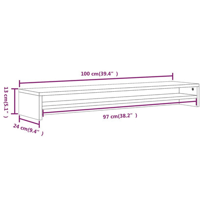 Supporto per Monitor Rovere Fumo 100x24x13 cm Legno Multistrato