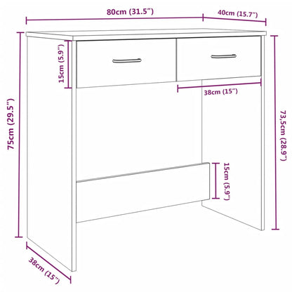 Scrivania Rovere Fumo 80x40x75 cm in Legno Multistrato - homemem39