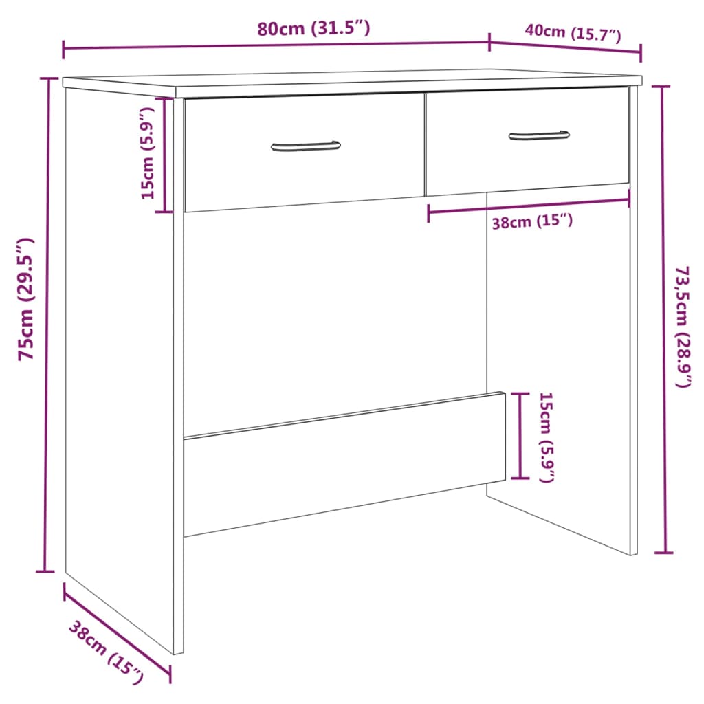 Scrivania Grigio Sonoma 80x40x75 cm in Legno Multistrato - homemem39