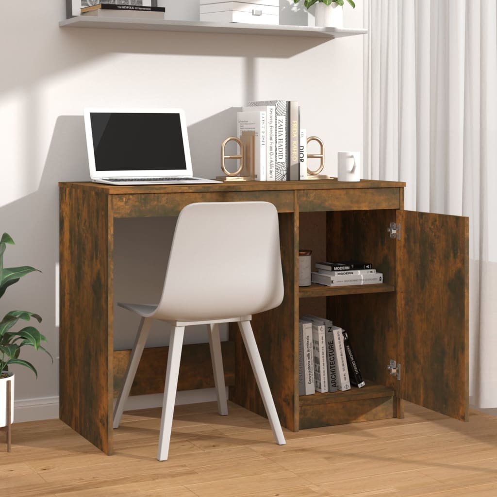Scrivania Rovere Fumo 100x50x76 cm in Legno Multistrato - homemem39