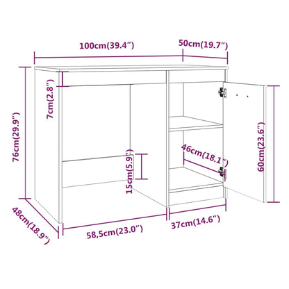 Scrivania Rovere Fumo 100x50x76 cm in Legno Multistrato - homemem39