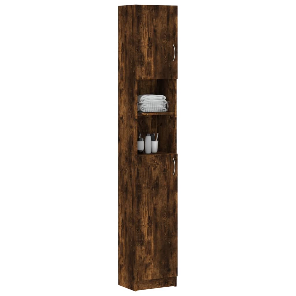 Armadietto Bagno Rovere Fumo 32x25,5x190 cm Legno Ingegnerizzato | homemem39