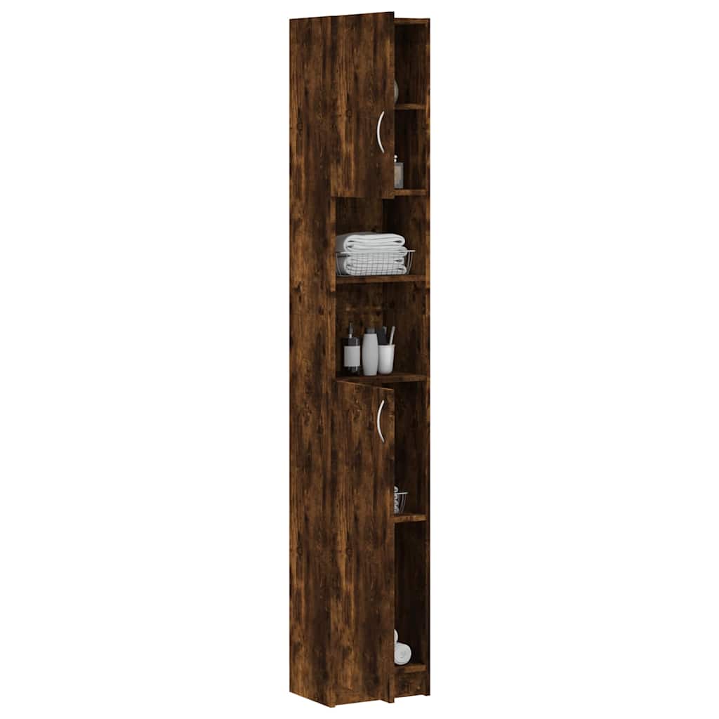 Armadietto Bagno Rovere Fumo 32x25,5x190cm Legno Ingegnerizzato
