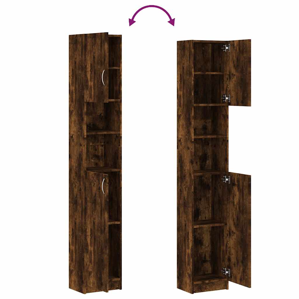 Armadietto Bagno Rovere Fumo 32x25,5x190cm Legno Ingegnerizzato