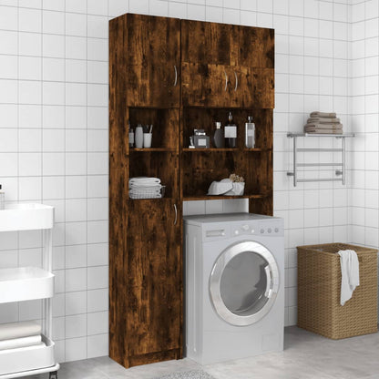 Armadietto Bagno Rovere Fumo 32x25,5x190 cm Legno Ingegnerizzato | homemem39