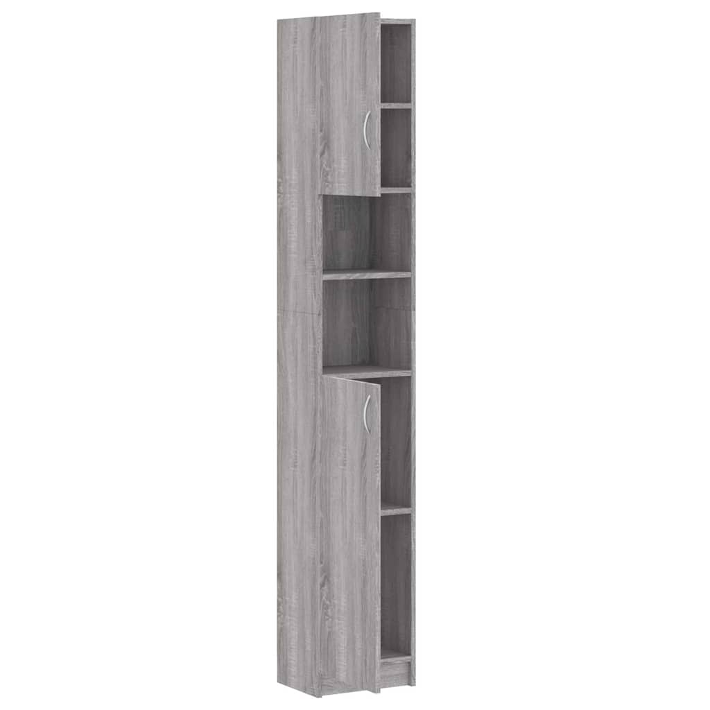 Armadietto Bagno Grigio Sonoma 32x25,5x190 cm Legno Ingegnerizzato