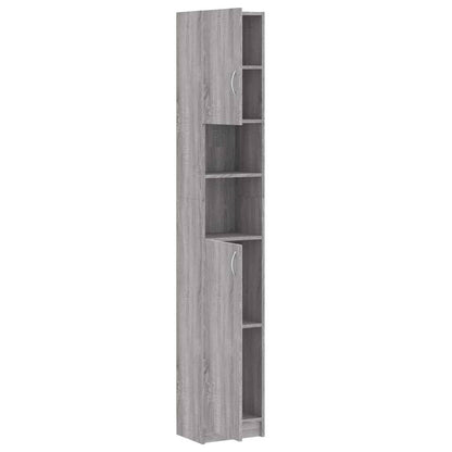 Armadietto Bagno Grigio Sonoma 32x25,5x190 cm Legno Ingegnerizzato