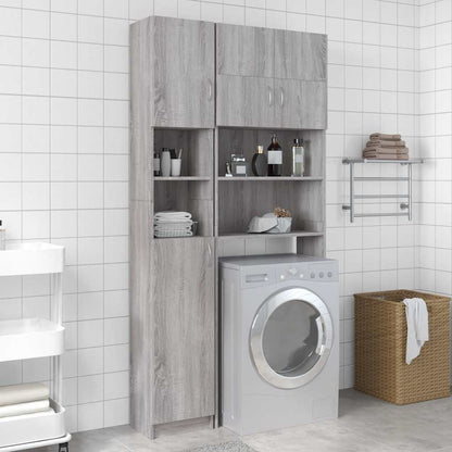 Armadietto Bagno Grigio Sonoma 32x25,5x190 cm Legno Ingegnerizzato